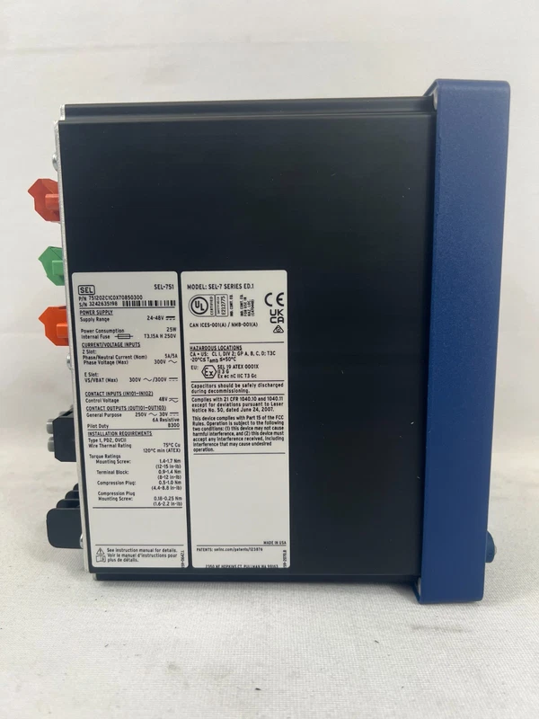 (W) SCHWEITZER SEL-751 ELECTRICAL FEEDER PROTECTION RELAY 751202C1C0X70850300