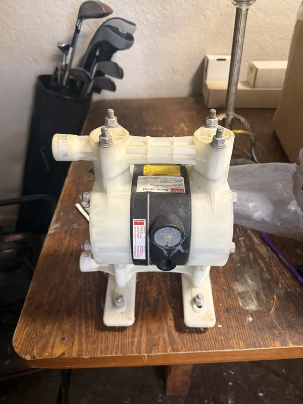 Dayton 6Py34 Double Diaphragm Pump, Polypropylene, Air Operated, Used, Working.