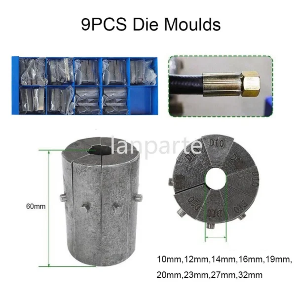 6-25mm Manual Hydraulic Hose Crimper Portable Hose Pipe Crimping Machine+ 9 Dies 3 6-25mm Manual Hydraulic Hose Crimper Portable Hose Pipe Crimping Machine+ 9 Dies