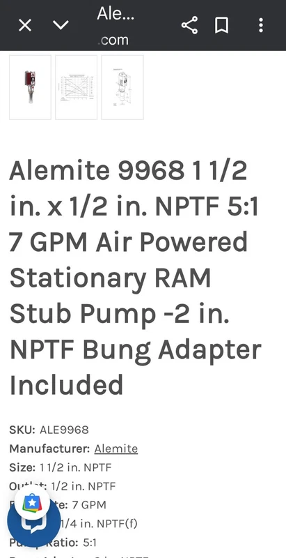 Alemite 9968 Pneumatic Pump New  Never Used ,specs In Pictures