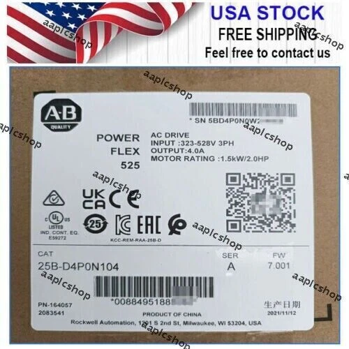 25B-D4P0N104 NEW PLC PowerFlex 525 AC Drive 480V 2.0HP Favtory Sealed